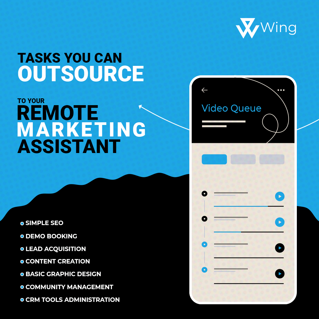 a list of tasks to outsource to a remote marketing assistant - the bullet points are some of the headers of the article